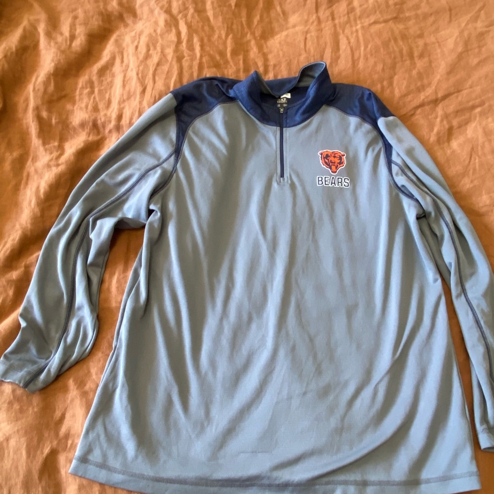 Men’s Chicago Bears Light Grey & Navy Quarter-Zip Pullover Lightweight